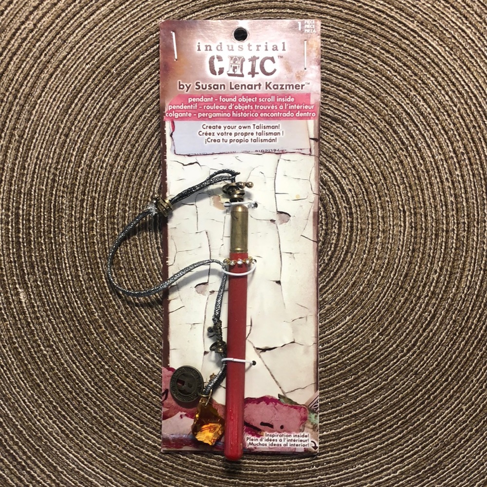 Industrial Chic Talisman Pendant Found Object Scroll